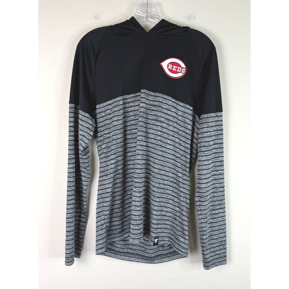 Fanatics Hoodie Mens Medium Cincinnati Reds Baseball Striped Long Sleeve Shirt